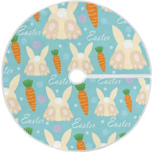 Dussdil Easter Bunny Hip Carrot Christmas Tree Skirt Xmas Tree Skirts Seasonal Round Tree Stand Mat Skirt for Wedding Holiday Party Indoor Home Office Garden Decor 48 in (Multi 11)