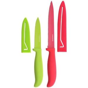 Farberware 4-Piece Non-Stick Resin Knife Set, Red/Green -