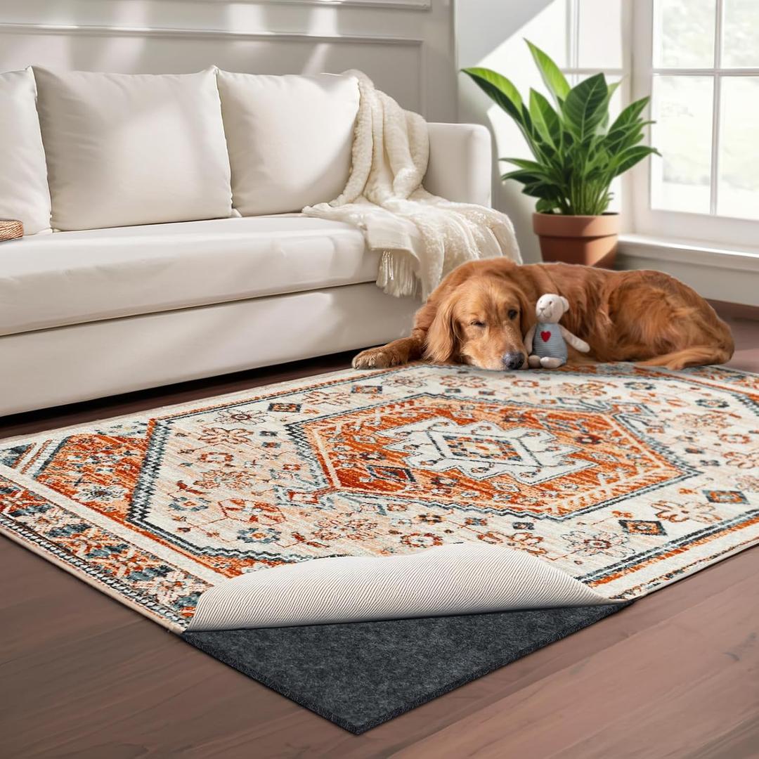 100% Waterproof Rug pad, 8x10 ft Area Rug Non-Slip Rug Pads, 1/4" Thick Carpet Pads for All Floors and finishes, Felt pad for Hardwood Floors, Keep Carpets in Place Soft and Secure