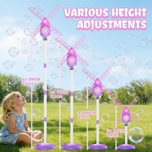 Belemar Windmill Bubble Machine Toys for Kids & Toddlers, Bubble Blower with Lights & Music, Adjustable 51" Height, 130ml Large Tank, Bubble Solution Included, Bubble Show for Parties & Birthdays