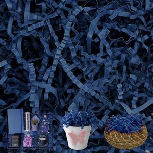 Navy Blue Crinkle Cut Paper Shred Filler, 2 LB Basket Filler Shredded Paper, Confetti Stuffing for Basket Filling, Halloween, Thanksgiving, Christmas, Birthdays, Gift Wrapping, Stuffer Party Supplies