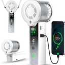 Doge&Vollar 4-in-1 Misting Handheld Fan, High Speed Portable Fan, White, 16000 RPM 1-100 Stepless Speed, 30H Max Runtime Personal Fan, Dual Type-C Flashlight, Wrist Strap Charging Cable