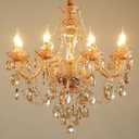Bagood Champagne 8 Lights K9 Crystal Candle Chandeliers Lighting Candle Chandelier Lighting Modern Pendant Lights for Dining Living Room Bedroom Entry Elegant Decoration E12 Base, H22.8 x W27.2 Inch