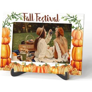 Fall Photo Photo Frame - Thanksgiving Party Decorations - Fall Harvest Wooden Tabletop Picture Frame With Stand - Autumn Farmhouse Home Office Table Decor - Thanksgiving Gifts For Women Men -03