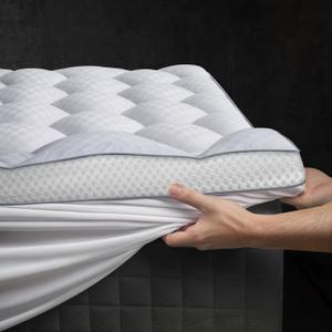 3 Inch Ultra-Fluffy Memory Foam Mattress Topper King for Back Pain, Extra Soft Pillow Top King Mattress Topper with 4X Support, Mattress Pad with Breathable Air Mesh Sides, 6-21'' Deep Pocket (White)