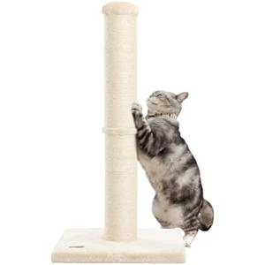 Karolpar 34inch Cat Scratching Post with Natural Sisal Rope 4.3Inch Large Diameter Scratcher Post Tree for Indoor Cats Beige