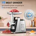 AAOBOSI #8 Meat Grinder, 6-In-1 Meat Grinder Electric [3000W Max] with 4 Slice, Shred Blades,2 Grinding Blades,4 Plates, 3 Sausage Stuffer,Kubbe Kit, Burger Press, 2 Meat Claws, for Home Kitchen Use
