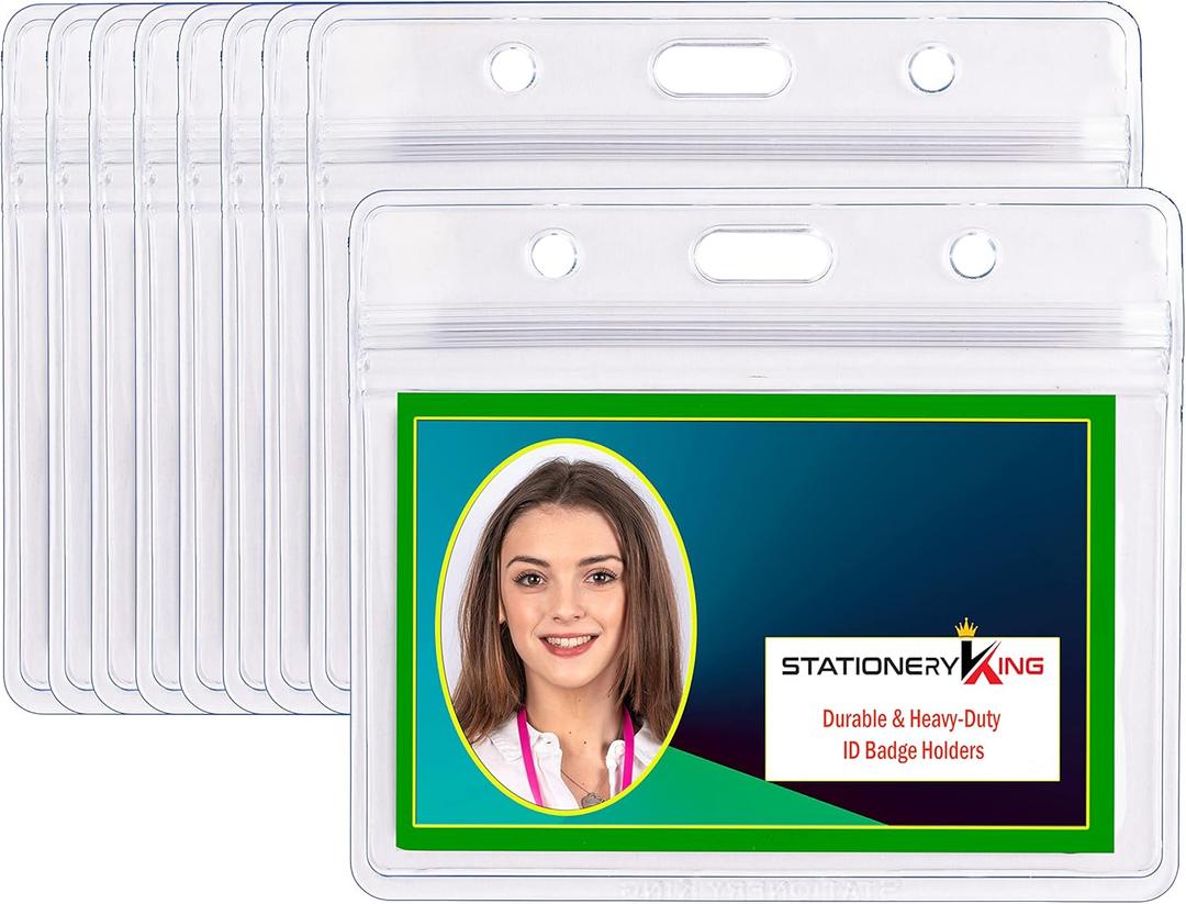 Durable & Heavy-Duty ID Badge Holders ~ Premium Quality, Clear Plastic, Waterproof & Dustproof ~ for ID Cards, Moms, Teachers, Tours, Events, Cruises & More (25 Pack, Horizontal) by Stationery King (Clear Small 2.5 X 3.74)