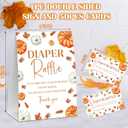 Little Pumpkin Baby Shower Diaper Raffle, Baby Shower Game, Include One 57 Sign and 50 Diaper Raffle Tickets, Fall Autumn Gender Reveal Party Decoration Supplies - FG05