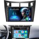 2+64G Android 15 Car Stereo for Toyota Yaris 2006-2011,9 inch Touch Screen Radio Wireless Apple CarPlay Android Auto DSP 5G WiFi Bluetooth GPS FM RDS+Free AHD Backup Cam