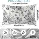 Satin Pillowcase 1 Pack-Black and White Peony Tulips Vintage Floral Silky Pillow Cover for Hair and Skin,King Size 20x36 Inch Soft Cooling Printed Pillow Cases with Hidden Zipper,Gifts for Women Men