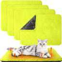 4 Pack Self Warming Cat Pads Self Heating Cat Mat Washable Homeless Dogs Thermal Pads Kennel Pad Reflects Body Heat Warm Crate Bed Mat for Indoor Outdoor Pet (Fluorescent Green,16 x 20 Inch)