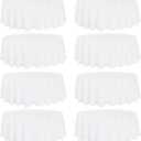 Fivenl 8 Pack Premium Round Tablecloth 120 Inch Round Table Covers Washable Polyester Fabric Round Table Clothes for Wedding Party Reception Banquet Buffet Restaurant (White, 120 Inch)