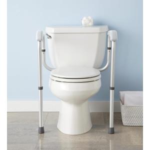 Toilet Safety Rails, Adjustable Stand Alone Toilet Safety Frame, Medical Bathroom Handrail Toilet Bars for Elderly, Handicap and Disabled, 374.8lbs Weight Capacity