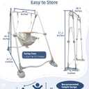 Baby Swing Set with Stand for Infant,Indoor Toddler Hammock Swing with 5-Point Safety Harness,Foldable Metal Frame, Macaron Wooden Toy,Grey and White