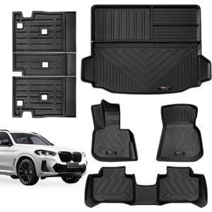 Custom Fit Floor Mats & Trunk Cargo Liner & Backrest Mat for 2018-2024 BMW X3 G01 All Weather TPE Rubber Protection Mat Upgrade Material