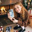 ChiCsFleur for iPhone 12 Pro Max Case, TPU Phone case with Camera Protection for Women Girls Teens - Blue Coastal Holiday Palm Shell Sailor Moon Collage Ocean Gift Vintage Sorority Aesthetic Unique