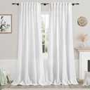 Nanspring Extra Long White Curtain 102 inches Long 2 Panels Set for Living Room Back Tab Modern Farmhouse Decor Cotton Textured Off White Sheer Linen Curtains 102 inch Length for Large Window