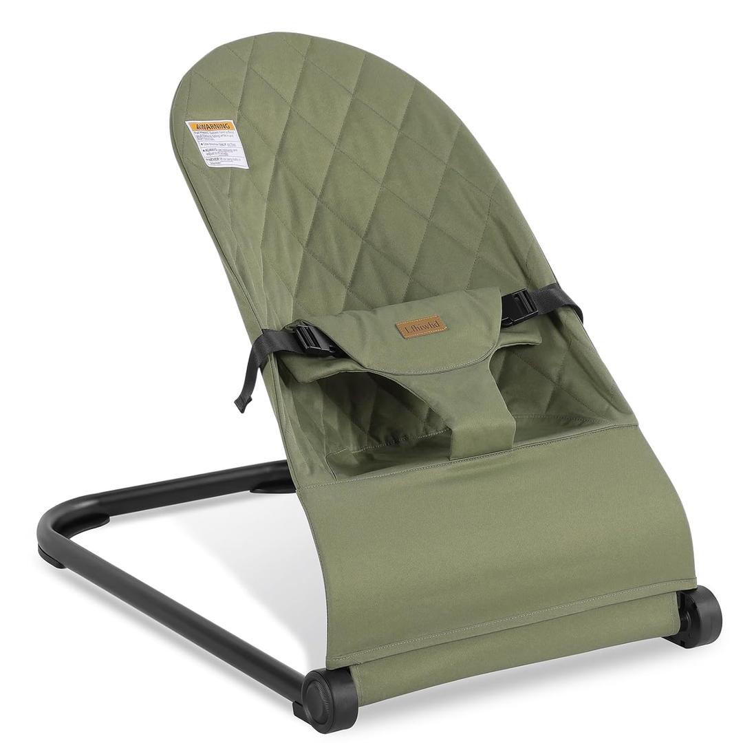 Baby Bouncer,Baby Bouncer Seat,Portable Infant Bouncer with 3-Point Safety Harness,Ergonomic Bouncy Seat, Newborns Bouncer for Babies 0-6 Months up to 20lbs,ASTM-Certified(Green)