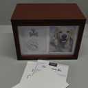Pet Urns for Dogs Ashes Keepsake - Memorial Dog Urns for Ashes Personalized, Cat Urns for Ashes, pet urns for Dogs Ashes Small - Includes Pet Paw Print Kit, Picture Frame and Photo Book (Brown)