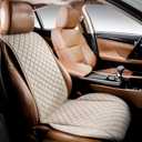 IVICY Linen Car Seat Cover for Cars - Non-Slip Soft & Breathable - Front Car Seat Protector Covers Universal Fits Most Automotive, Vans, SUVs, Trucks - 1 Unit - Beige (BEIGE WS LN)