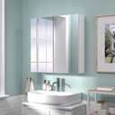 24x24 Bathroom Wall Cabinet, Saver Storage Cabinet, Moisture-Resistant Wood, Medicine Cabinet with 2 Door and Adjustable ShelvesFlat-Pack Design  Assembly Required (White)