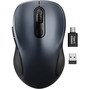 Trueque Wireless Mouse for Laptop, 2.4GHz Ergonomic Computer Mouse with Back & Forward Buttons, 3 Adjustable DPI Levels, 6 Buttons, Optical USB Cordless Mice for Windows PC, M01 (Space Gray)