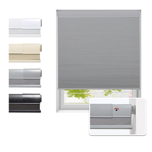 No Drill Cellular Shades for Indoor Windows, Thermal Insulating & Noise Reducing Honeycomb Blinds, Free Stop Cordless Blackout Shades, Grey,36 1/2" W x 64" H