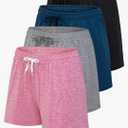 Real Essentials 4 Pack: Womens Athletic Dry-Fit Lounge Shorts with Zipper Pockets, Medium