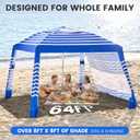 Zeraty Beach Cabana 8'x8', Portable Beach Canopy with Side Wall, UPF 50+ Silver-Coated Beach Tent Sun Shelter Easy Pop Up, Wind Resistant Adjustable Height Beach Umbrella Tent for Family, Navy Blue