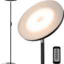 JOOFO Floor Lamp,30W/2400LM Sky LED Modern Torchiere 3 Color Temperatures Super Bright-Tall Standing Pole Light with Remote & Touch Control for Living Room,Bed Room,Office (Black)