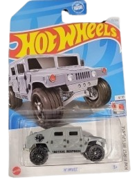 2024 Hot Wheels Gray Humvee HW First Response 4/10,  Hot Wheels Deora II Then and Now 4/10, White Die-Cast Car,  Hot Wheels Mega Brick & Motor Dark Blue 25/250 Experimotors 1/5, Pack of 3