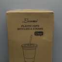 Lamosi 100 Pack 20 oz Clear Plastic Cups with Lids and Straws, Disposable Iced Coffee Cups with Lids for To-Go Cold Drinks, Smoothies and Slushie