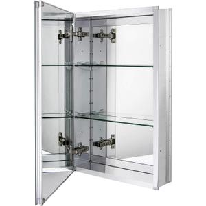 Fundin Aluminum Bathroom Mirror Cabinet Recess Mount Only, with Framless Double Sided Mirror Door, 15 Inch x 24 Inch