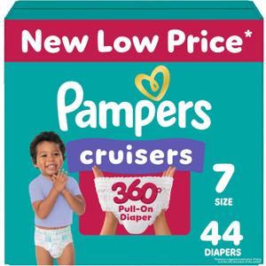 Pampers Diapers - Cruisers 360 - Size 7, 44 Count, Babyproof up to 100% Leakproof Pull-On Diaper