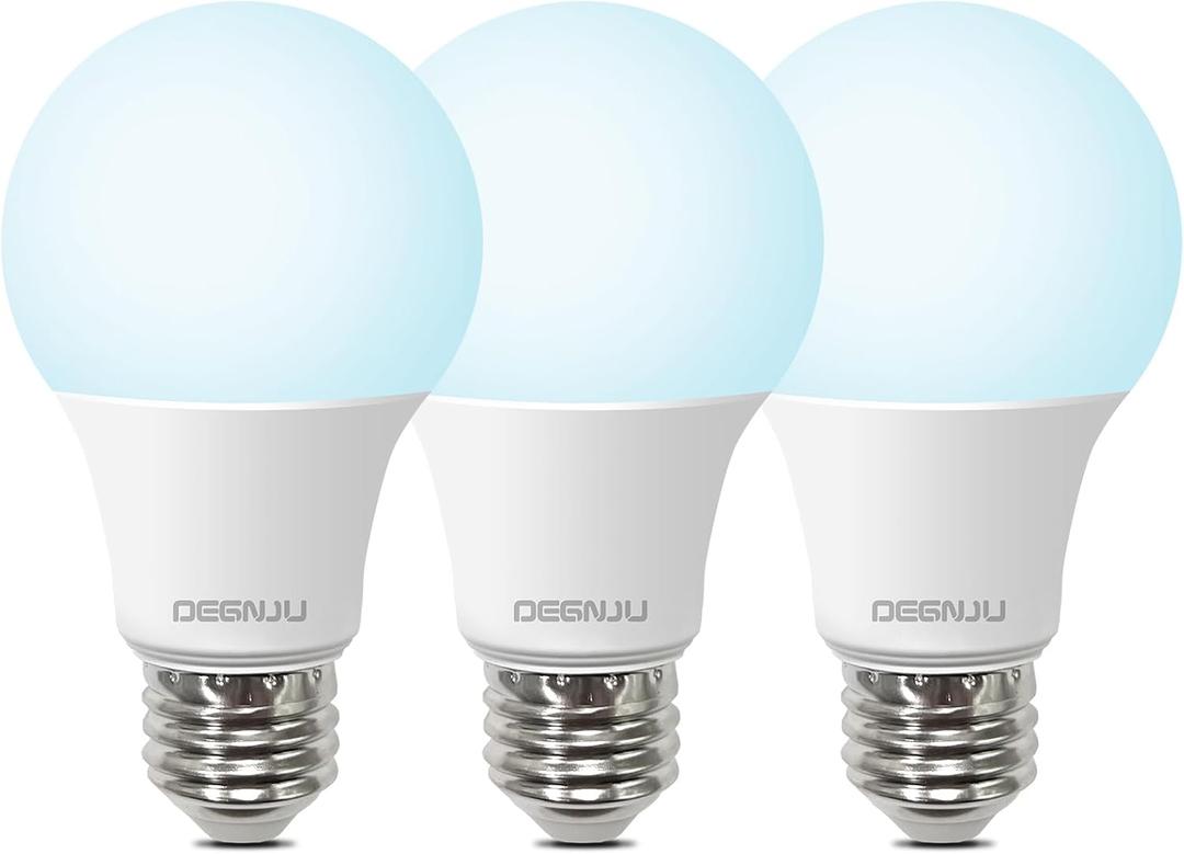 A19 LED Light Bulbs, 60 Watt Equivalent LED Bulbs, Daylight 5000K, 800 Lumens, E26 Standard Base, Non-Dimmable, 8W Warm White LED Bulbs for Bedroom Living Room,3 Pack