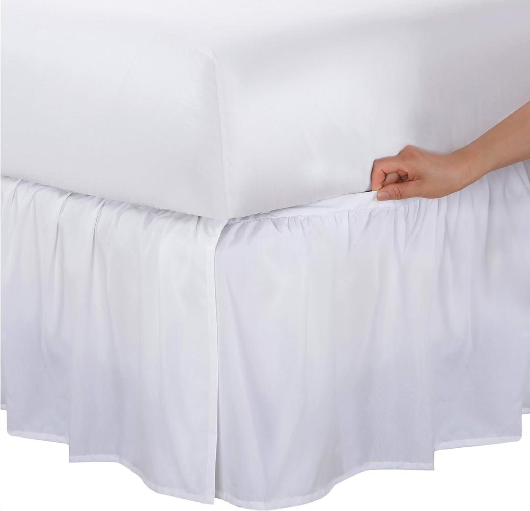 Bed Makers Never Lift Your Mattress Microfiber Wrap-Around Bed Skirt, Gathered Ruffled Style, Classic 14 Inch Drop Length, Twin, White
