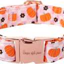 Unique style paws Dog Collar Metal Buckle Collar for Autumn Winter Christmas for Small Medium Large Boys Girls Dogs (Pink pumpkin)