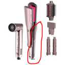 Shark FlexFusion Hair Straightener & Powerful Hair Dryer with Fusion Hair Brush, Ceramic Air Styler with Auto-Wrap Curlers & Concentrator, Ceramic Plates, Cosmic Blush HD641S