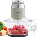 Green Food Processor,500W Electric Meat Grinder with 8 Cup Glass Bowl and 4 Sharp Blades, Food Chopper & Vegetable Chopper for home use,Meat Processor, Vegetables, Fruits and Nuts