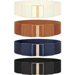 JASGOOD 4 Pack Wide Elastic Stretch Waist Belts for Women Dress Belt, Size: Fit Waist Size 32"-35"