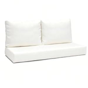 MFPMTUXO Outdoor Loveseat Cushions Set Waterproof, Patio Deep Seat Cushion with Anti-Slip Bottom,Olefin Love Seat Cushion for Couch, Bench, and Swing,Cushions Only (White, 46 * 26in)