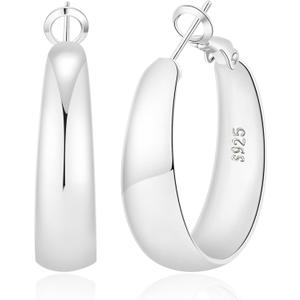 5-8mm Tapered Design Thick Large Hoop Earrings for Women Trendy Hypoallergenic 925 Sterling Silver Post 14K Gold Hoop Earrings Non Tarnish Lightweight Big Chunky Gold Hoops 30/40/50/60MM