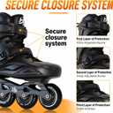 HSHVHSH Inline Skates for Women Men, Professional Fitness Roller Skates Blades with PU Wheels for Male, Female, High Performance Skates for Beginner, Black (Men5-6/ Women6-7)