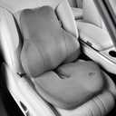 Coverado Memory Foam Car Seat Cushion and Lumbar Support Pillow for Car, Ergonomic Office Chair Cushion for Lower Back Pain Relief, Breathable & Non-Slip for Car, Home, and Office Use, Gray