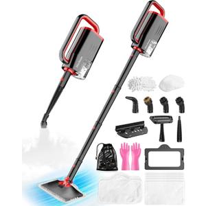 Steam Mop, 19-in-1 Detachable Handheld Steam Cleaner for Home, 230F Floor Steamer, 2 Steam Modes,3 Adjustable Level, 350ML Tank, Powerful Steam Mops for Cleaning Hardwood Floors, Carpet Tile Grout (Black)