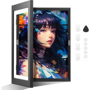 Kids Artwork Display Frame, 34 x 46cm Kids Art Frame, A3 Picture Frame Black Front Opening, Changeable Childrens Artwork Display for Bedroom, Living Room Decor (Black)