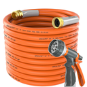 Garden Hose 50 ft x 5/8 in Heavy Duty, Flexible and Lightweight Water Hose, Burst 600 psi, Kink-less Hybrid Rubber Hose for Backyard, 3/4'' Brass Fittings