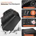 LOKASS Tool Backpack Heavy Duty with Molded Bottom, 1680D 56-Pocket Tool Bag Organizer with Laptop Compartment & Combination Lock, Durable Water-Resistant Electrician & HVAC Tool Backpack - Black