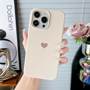 Jmltech for iPhone 15 Pro Case Silicone Women Girls Heart with Soft Anti-Scratch Microfiber Lining Protective Phone Case for iPhone 15 Pro Stone White
